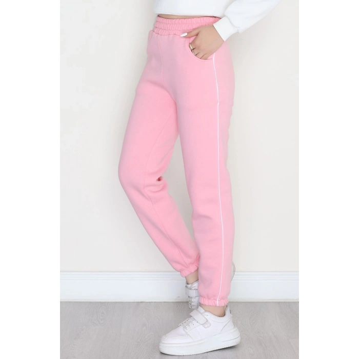 3 İplik Biyeli Eşofman Altı Pembe - 30103.1878.