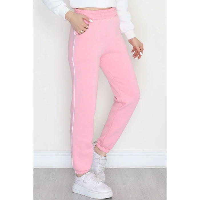 3 İplik Biyeli Eşofman Altı Pembe - 30103.1878.