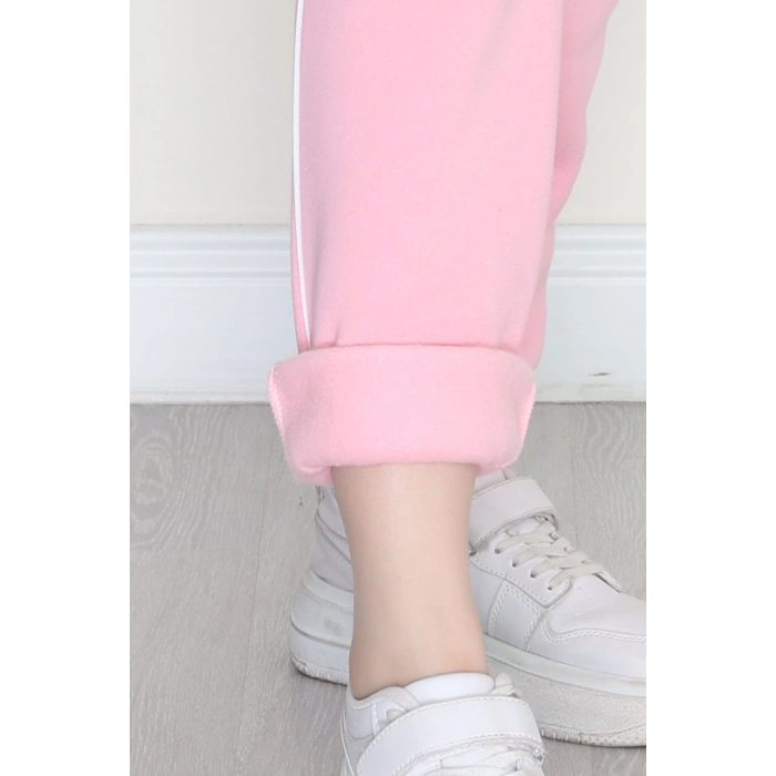 3 İplik Biyeli Eşofman Altı Pembe - 30103.1878.