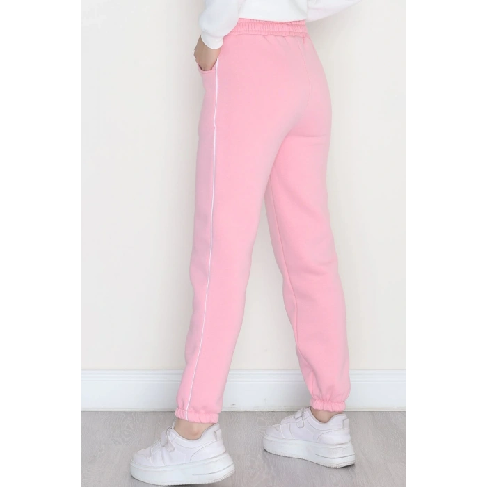 3 İplik Biyeli Eşofman Altı Pembe - 30103.1878.