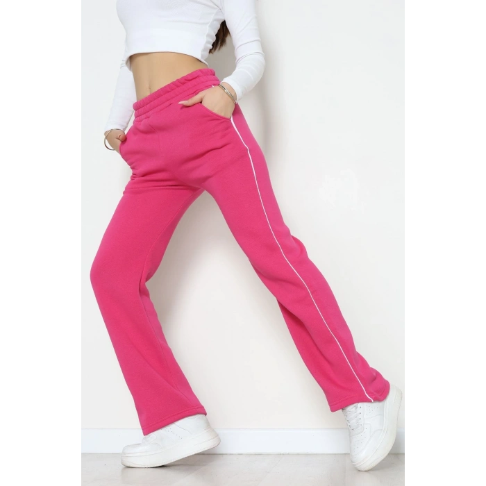 3 İplik Biyeli Palazzo Eşofman Altı Fuşya - 30104.1878.