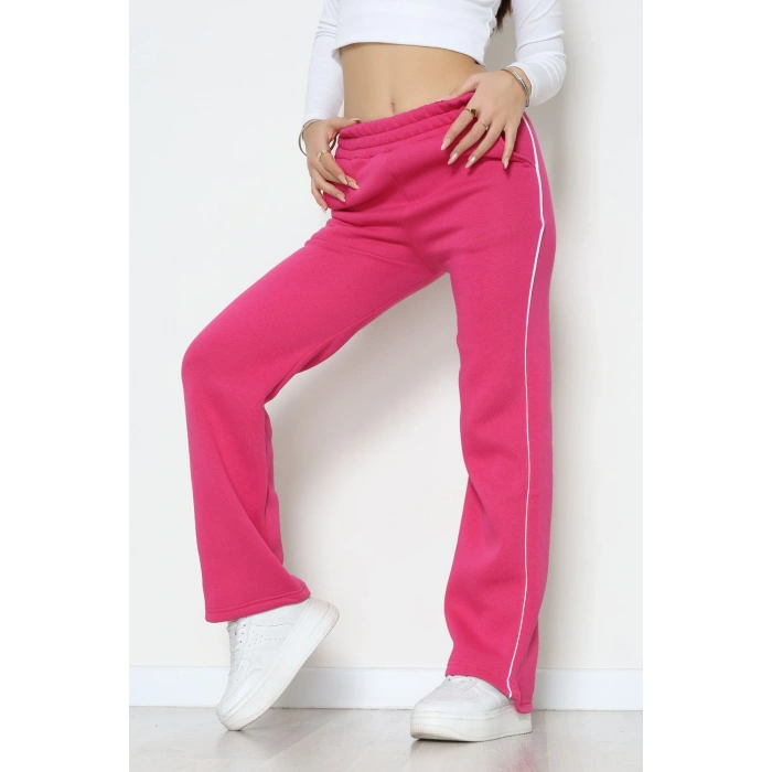 3 İplik Biyeli Palazzo Eşofman Altı Fuşya - 30104.1878.