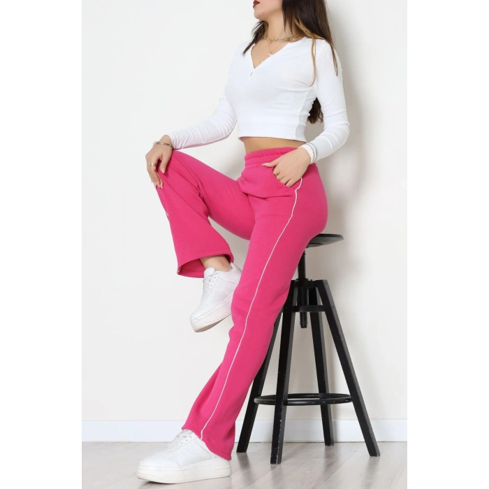 3 İplik Biyeli Palazzo Eşofman Altı Fuşya - 30104.1878.