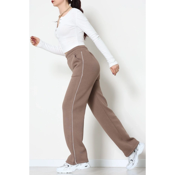 3 İplik Biyeli Palazzo Eşofman Altı Kahve1 - 30104.1878.