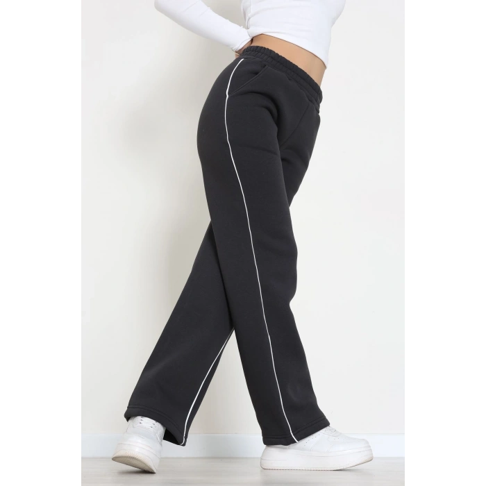 3 İplik Biyeli Palazzo Eşofman Altı Koyufüme - 30104.1878.