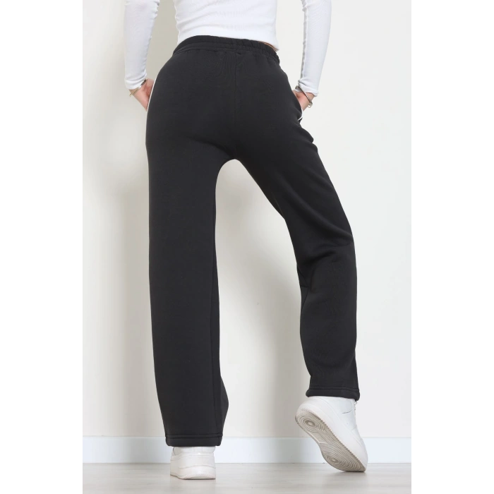 3 İplik Biyeli Palazzo Eşofman Altı Koyufüme - 30104.1878.