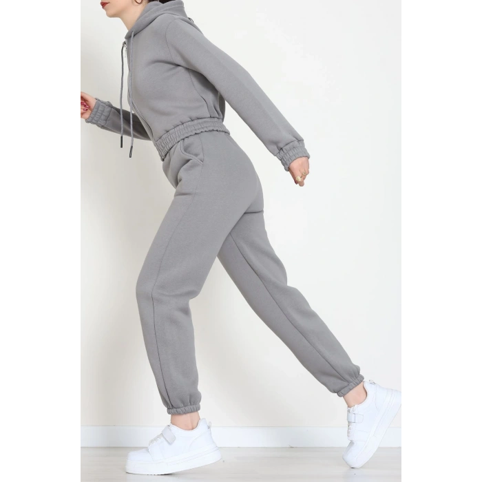 3 İplik Crop Eşofman Takımı Antrasit - 50913.1878.