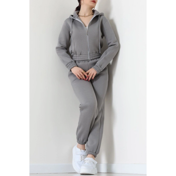 3 İplik Crop Eşofman Takımı Antrasit - 50913.1878.