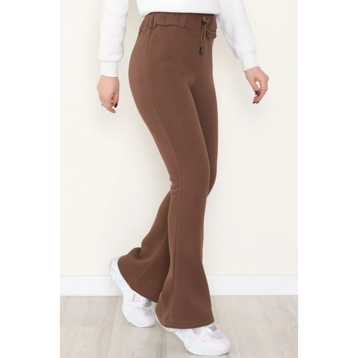 3 İplik İspanyol Paça Eşofman Altı Kahve - 42522.1878.