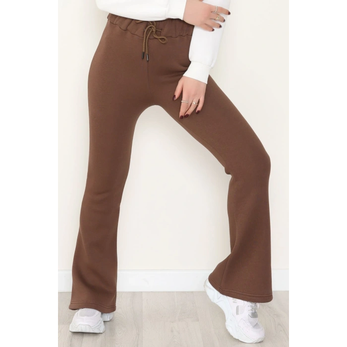 3 İplik İspanyol Paça Eşofman Altı Kahve - 42522.1878.