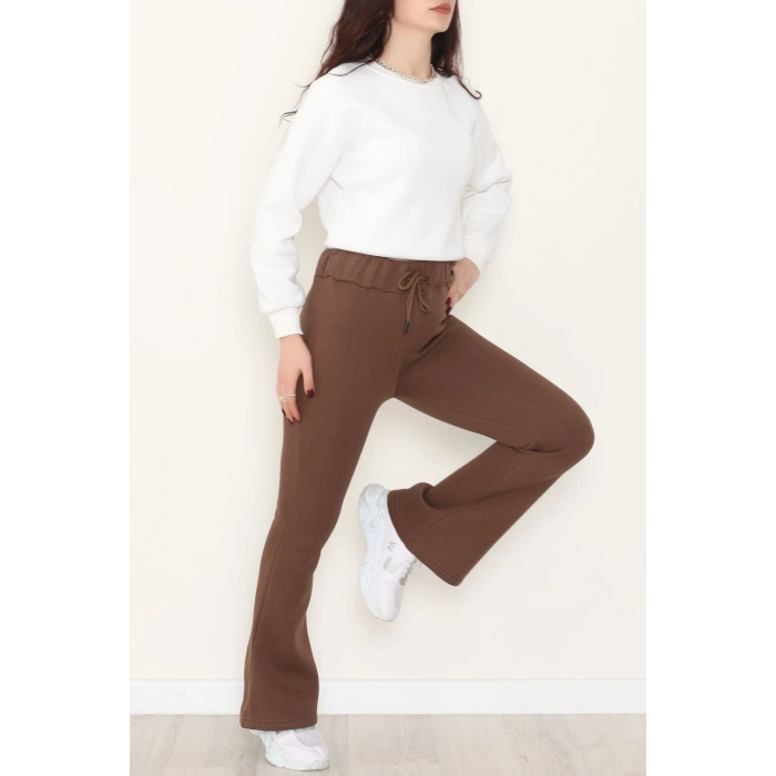 3 İplik İspanyol Paça Eşofman Altı Kahve - 42522.1878.