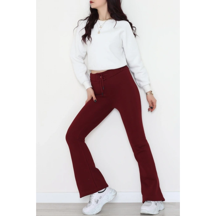 3 İplik İspanyol Paça Eşofman Altı Koyubordo - 42522.1878.