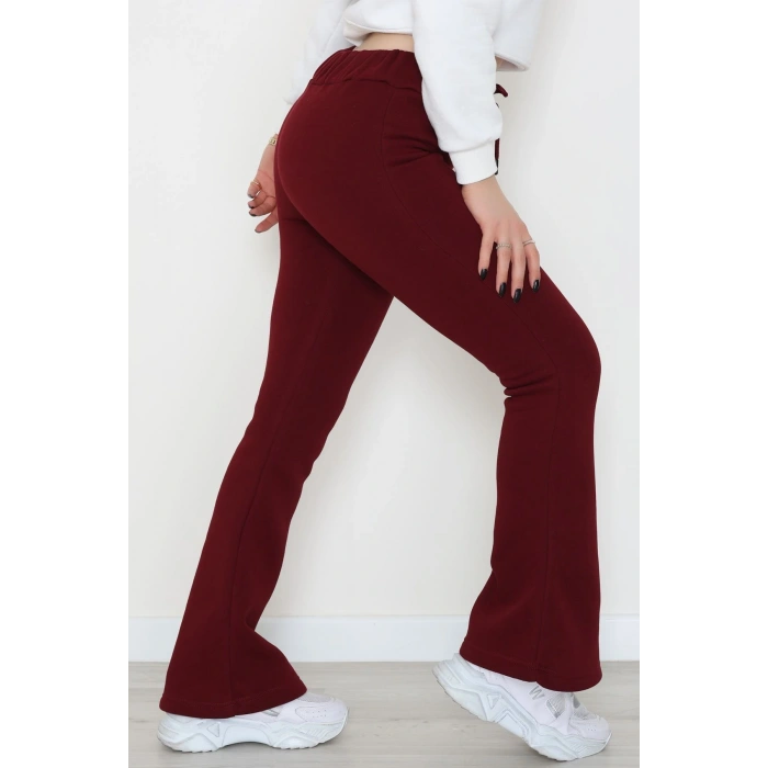 3 İplik İspanyol Paça Eşofman Altı Koyubordo - 42522.1878.