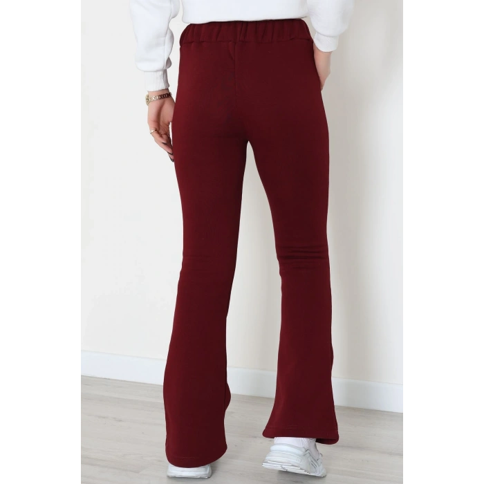 3 İplik İspanyol Paça Eşofman Altı Koyubordo - 42522.1878.