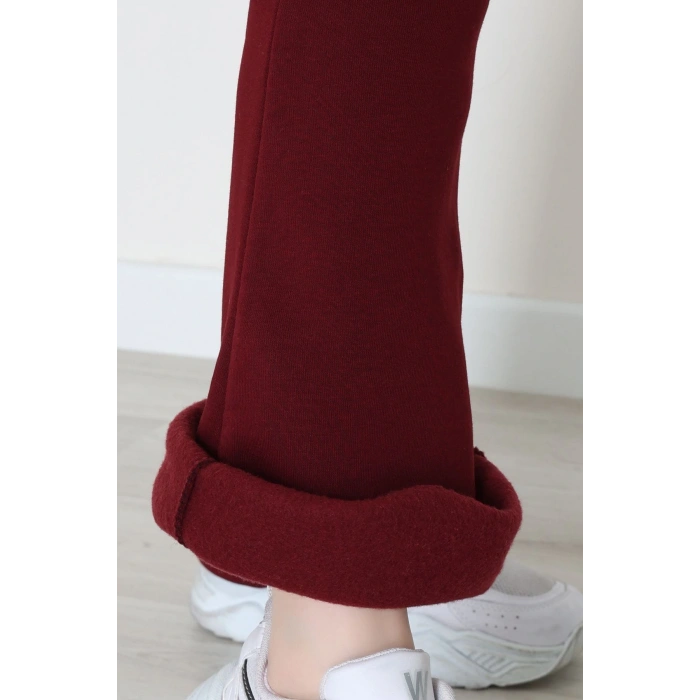 3 İplik İspanyol Paça Eşofman Altı Koyubordo - 42522.1878.