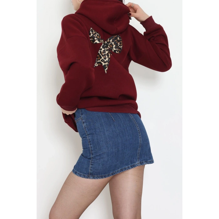 3 İplik Kanguru Cepli Kapşonlu Sweat Bordo - 42251.1878.