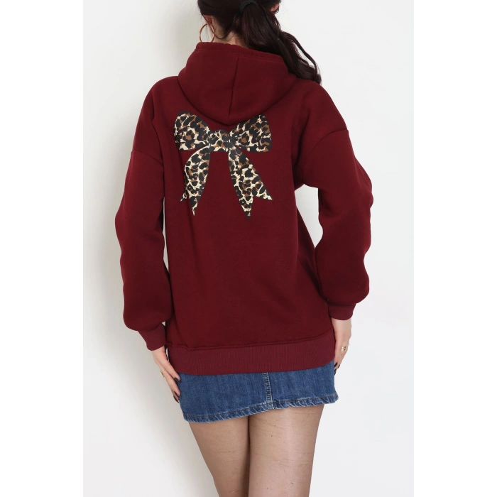 3 İplik Kanguru Cepli Kapşonlu Sweat Bordo - 42251.1878.