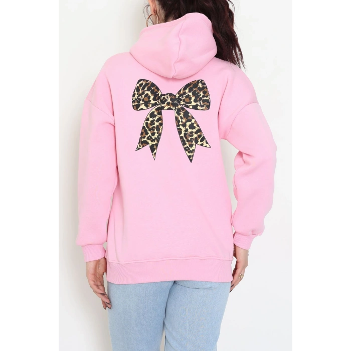 3 İplik Kanguru Cepli Kapşonlu Sweat Pembe - 42251.1878.