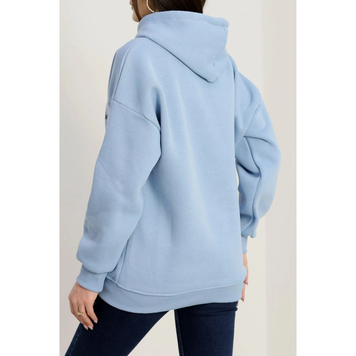 3 İplik Kapşonlu Baskılı Sweat Bebemavi - 42224.1878.