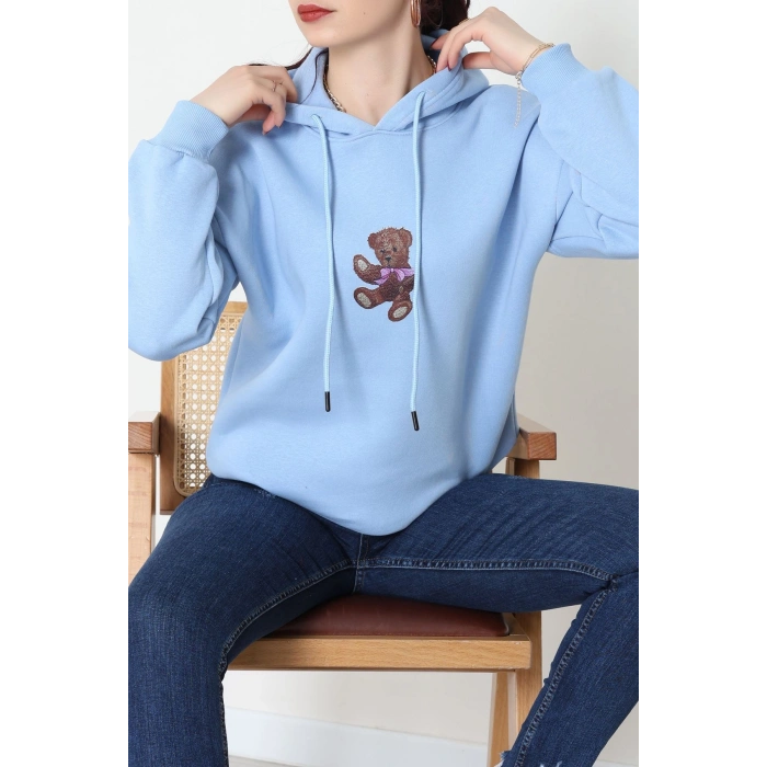 3 İplik Kapşonlu Baskılı Sweat Bebemavi - 42229.1878.