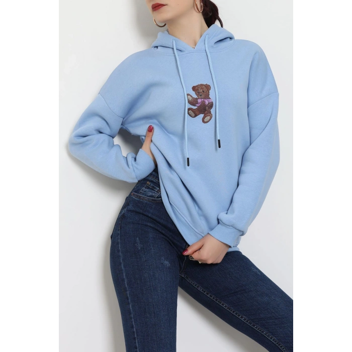 3 İplik Kapşonlu Baskılı Sweat Bebemavi - 42229.1878.