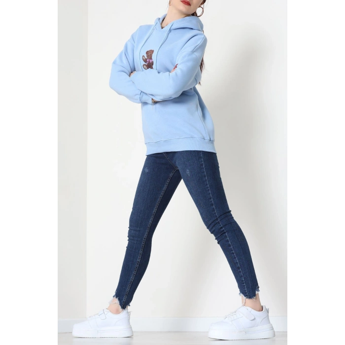 3 İplik Kapşonlu Baskılı Sweat Bebemavi - 42229.1878.