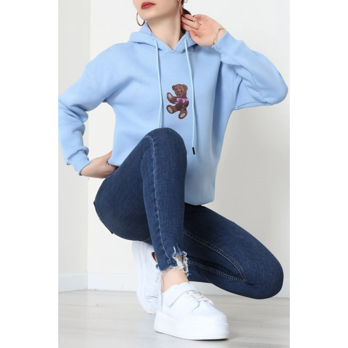 3 İplik Kapşonlu Baskılı Sweat Bebemavi - 42229.1878.