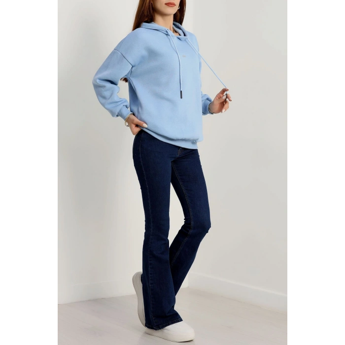 3 İplik Kapşonlu Baskılı Sweat Bebemavi - 42232.1878.