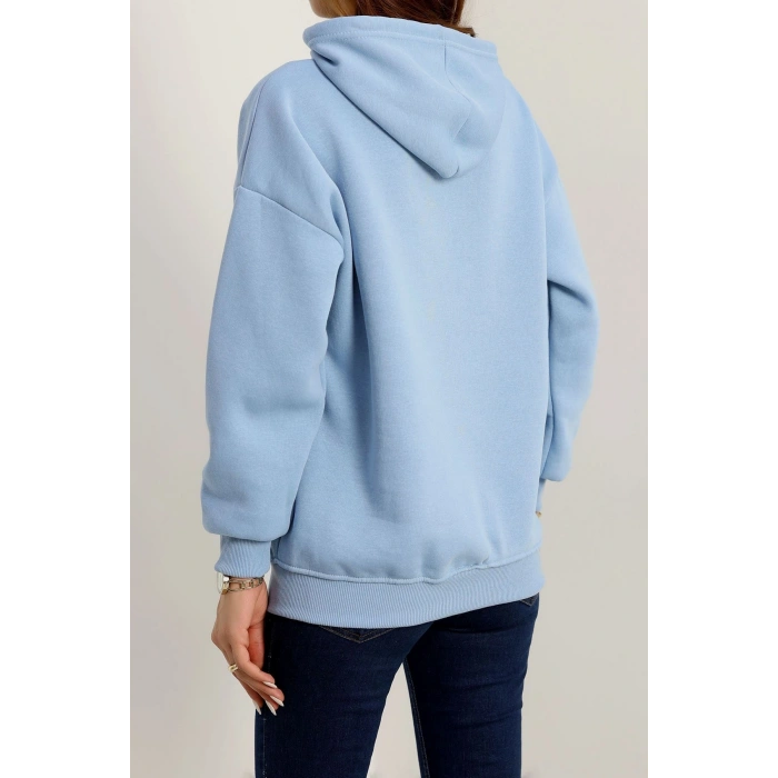 3 İplik Kapşonlu Baskılı Sweat Bebemavi - 42232.1878.
