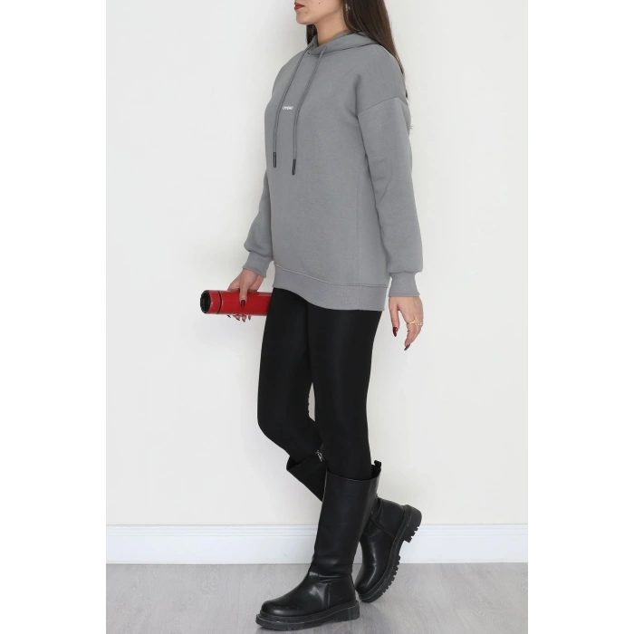 3 İplik Kapşonlu Baskılı Sweat Boyalıgri - 42223.1878.