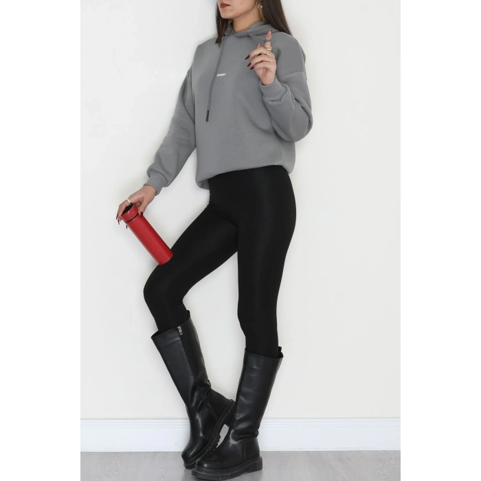 3 İplik Kapşonlu Baskılı Sweat Boyalıgri - 42223.1878.