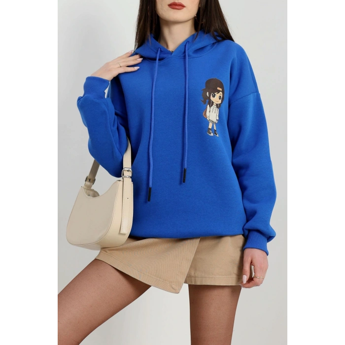 3 İplik Kapşonlu Baskılı Sweat Saks - 42222.1878.