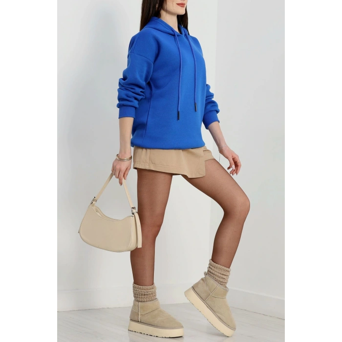 3 İplik Kapşonlu Baskılı Sweat Saks - 42222.1878.