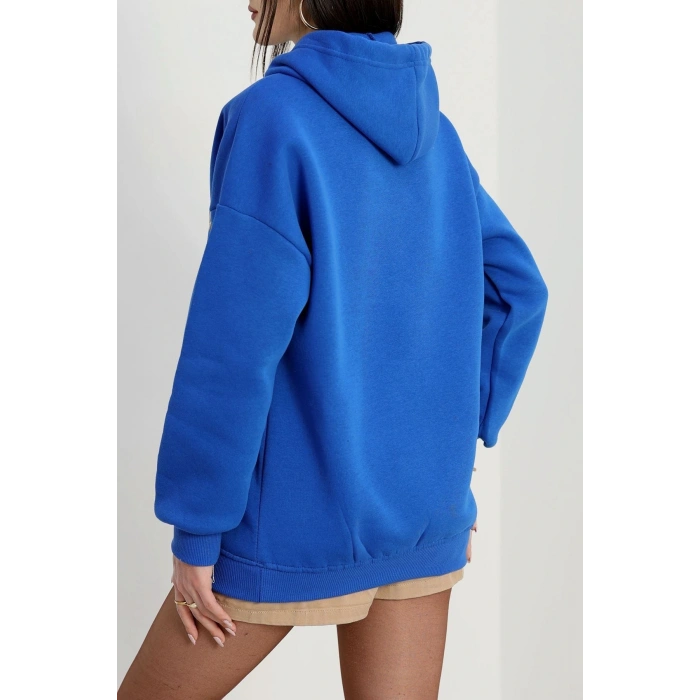 3 İplik Kapşonlu Baskılı Sweat Saks - 42222.1878.