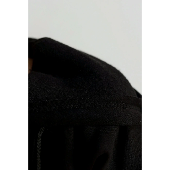 3 İplik Kapşonlu Baskılı Sweat Siyah - 42232.1878.