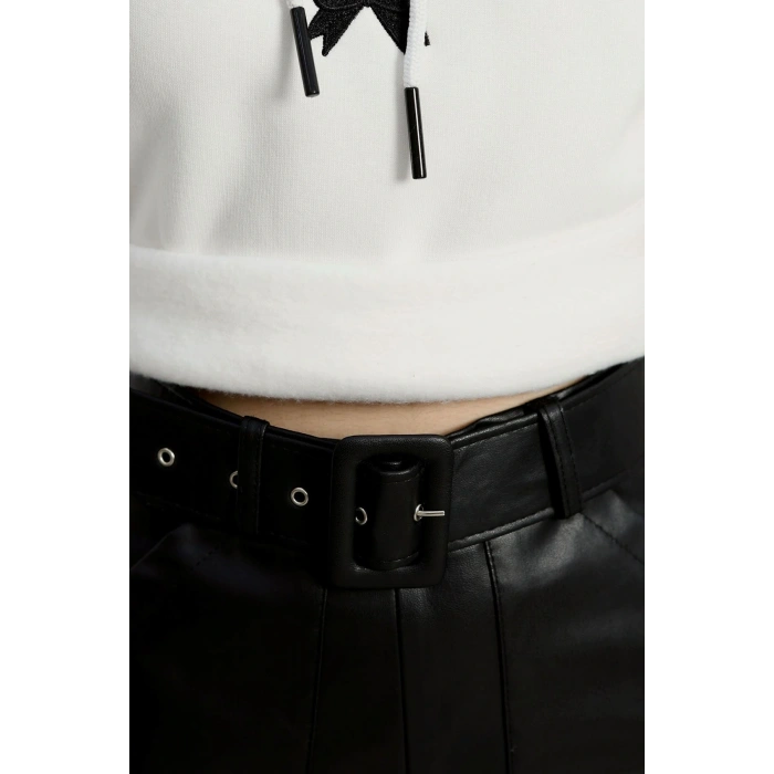 3 İplik Kapşonlu Nakışlı Sweat Ekrusiyah - 42228.1878.