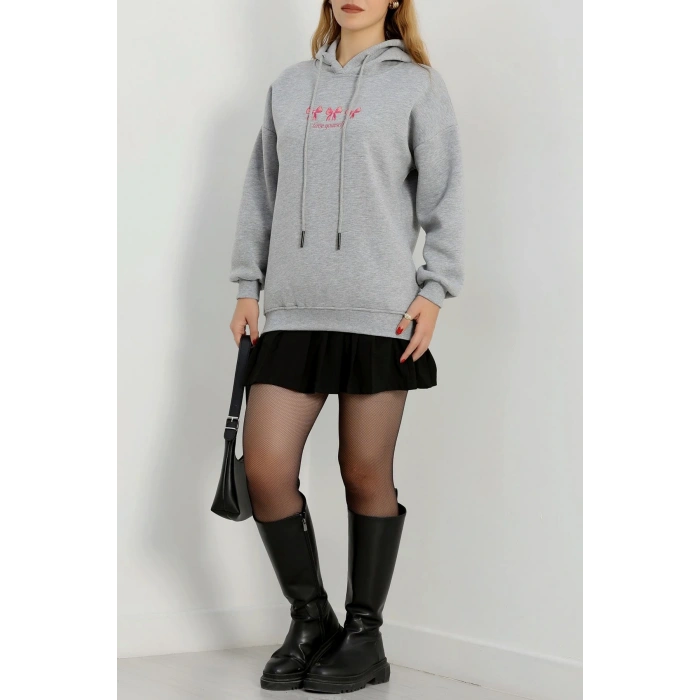 3 İplik Kapşonlu Nakışlı Sweat Gripembe - 42219.1878.