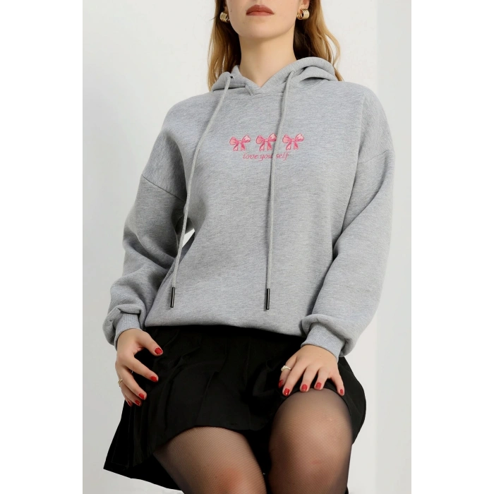 3 İplik Kapşonlu Nakışlı Sweat Gripembe - 42219.1878.