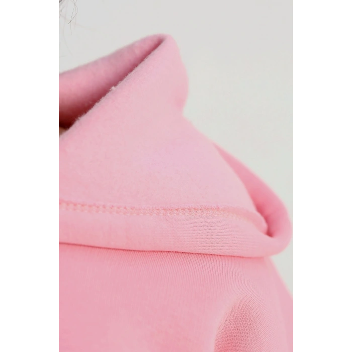 3 İplik Kapşonlu Nakışlı Sweat Pembe - 42228.1878.