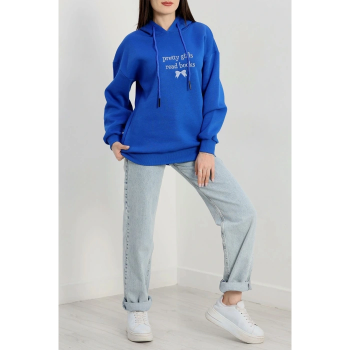 3 İplik Kapşonlu Nakışlı Sweat Saksbebemavi - 42228.1878.