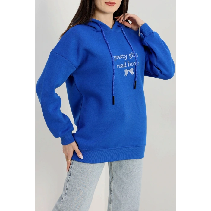 3 İplik Kapşonlu Nakışlı Sweat Saksbebemavi - 42228.1878.