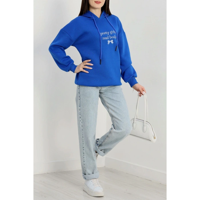 3 İplik Kapşonlu Nakışlı Sweat Saksbebemavi - 42228.1878.