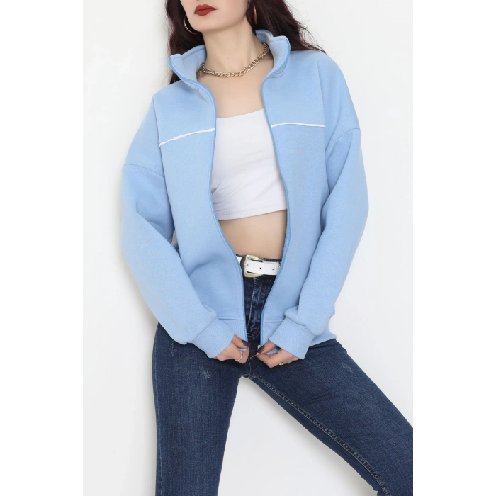 3 İplik Kompakt Oversize Biye Detaylı Sweat Bebemavi - 42505.1878.