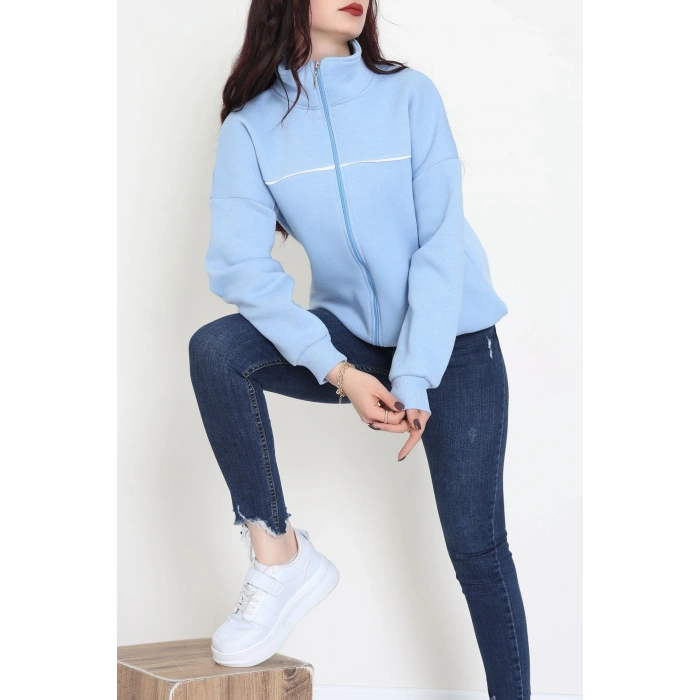 3 İplik Kompakt Oversize Biye Detaylı Sweat Bebemavi - 42505.1878.