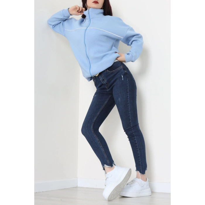 3 İplik Kompakt Oversize Biye Detaylı Sweat Bebemavi - 42505.1878.