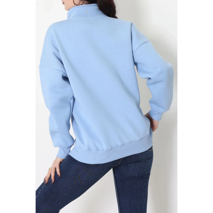 3 İplik Kompakt Oversize Biye Detaylı Sweat Bebemavi - 42505.1878.