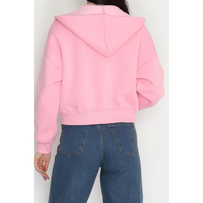 3 İplik Kompakt Oversize Fleto Cepli Sweat Pembe - 42506.1878.