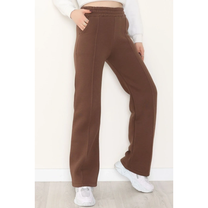 3 İplik Önü Çımalı Eşofman Altı Kahve - 42520.1878.