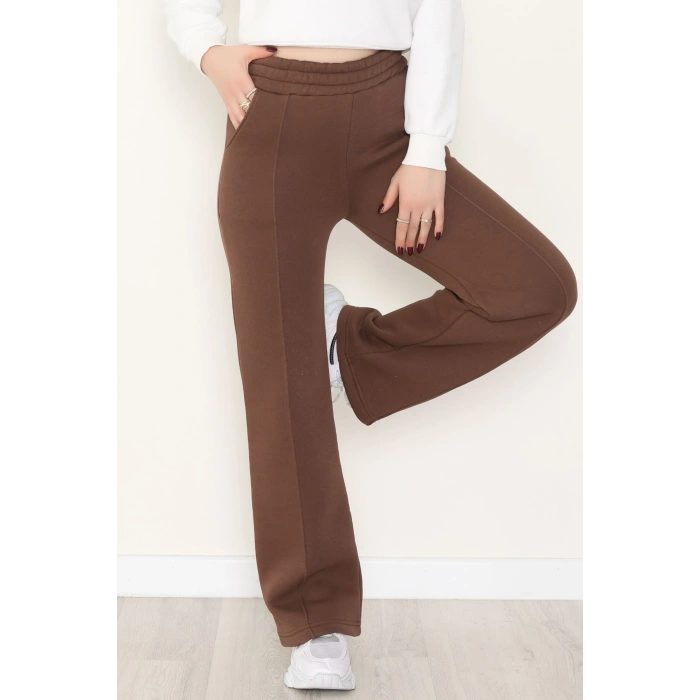 3 İplik Önü Çımalı Eşofman Altı Kahve - 42520.1878.