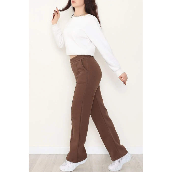 3 İplik Önü Çımalı Eşofman Altı Kahve - 42520.1878.